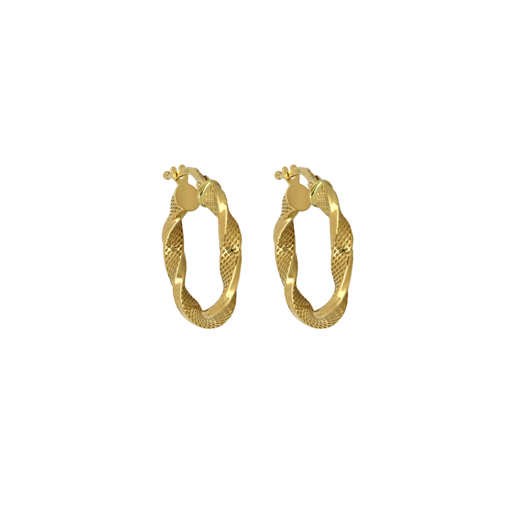 Orecchini a cerchio torchon puntinati oro giallo 18kt 3mm Ø 1,5cm