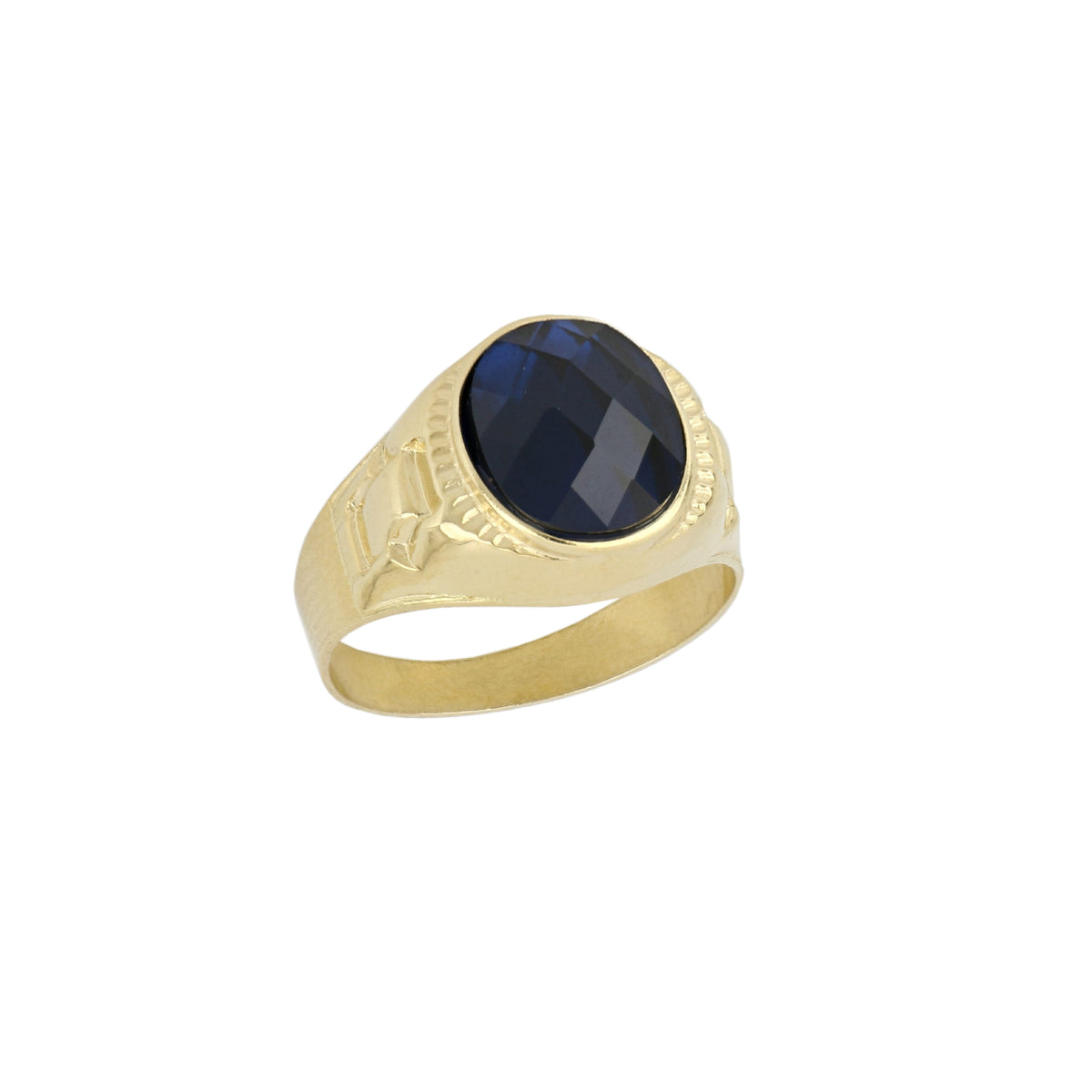 Anello uomo a sigillo ovale con pietra blu oro giallo 18kt