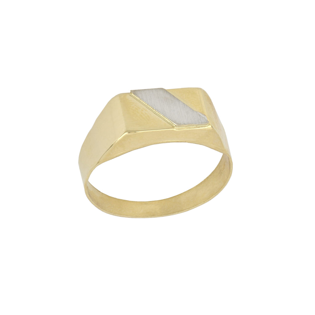 Anello uomo a sigillo rettangolare lucido e satinato oro giallo e bianco 18kt