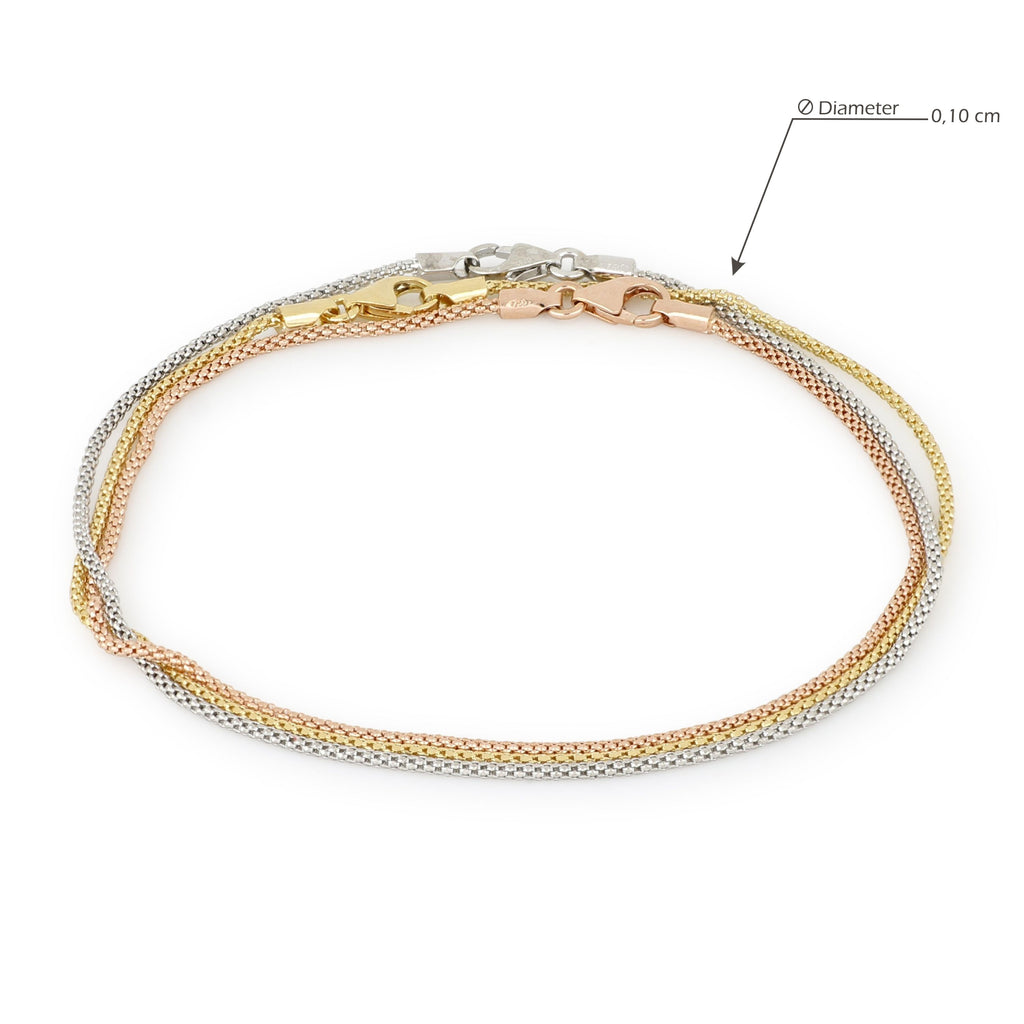 Bracciale trittico pop-corn 1mm 19,5cm