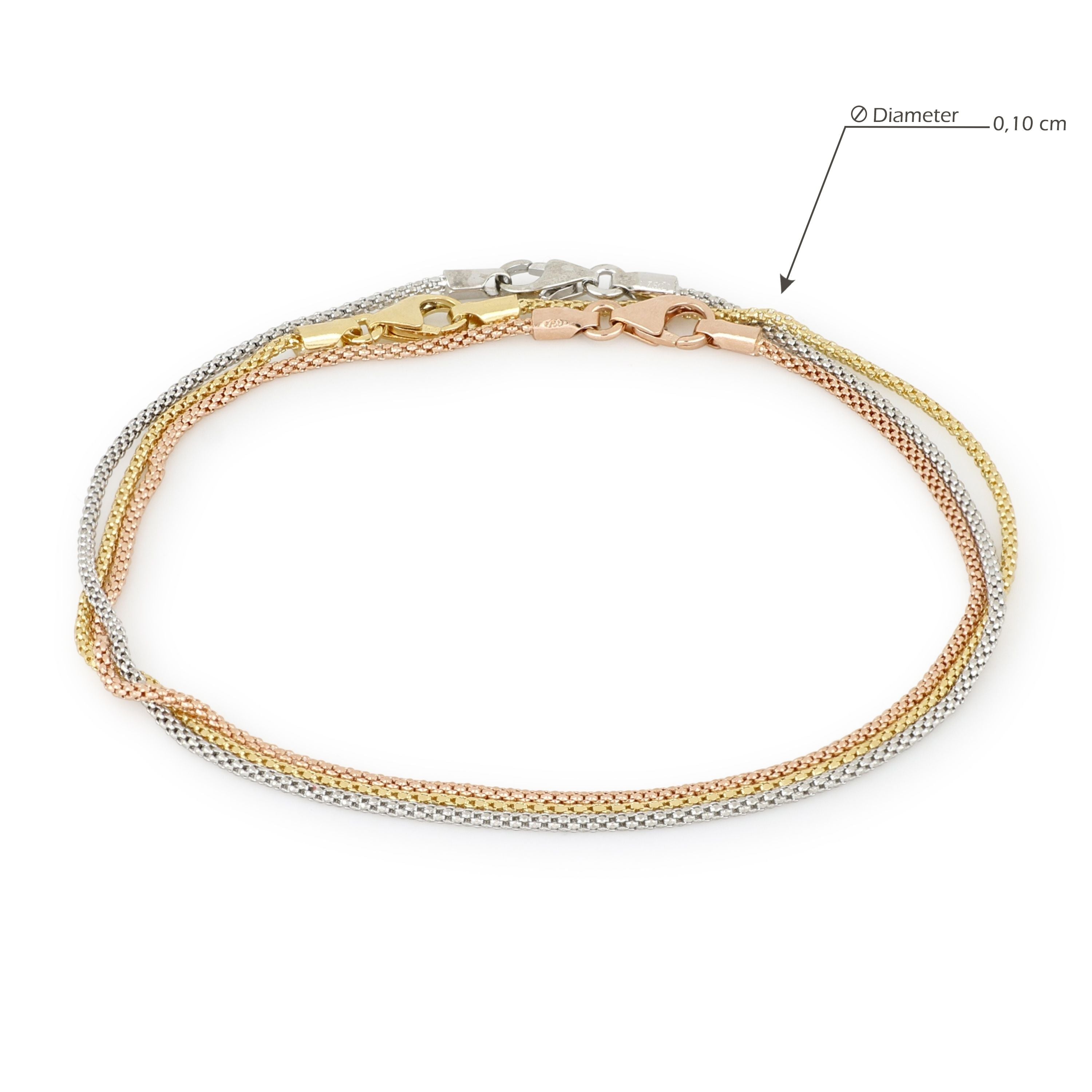 Bracciale trittico pop-corn 1mm 19,5cm