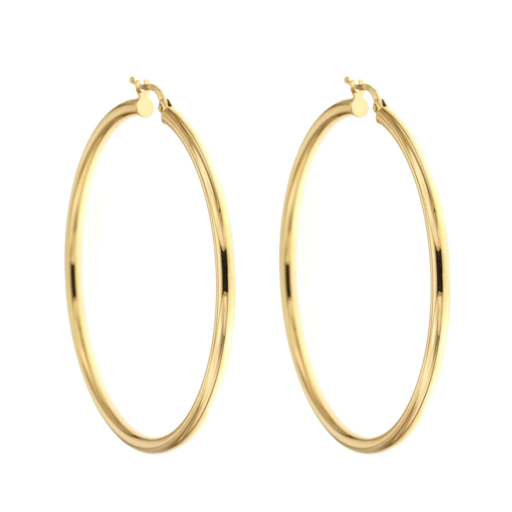 Orecchini a cerchio canna tonda 3mm oro giallo 18kt Ø 5cm