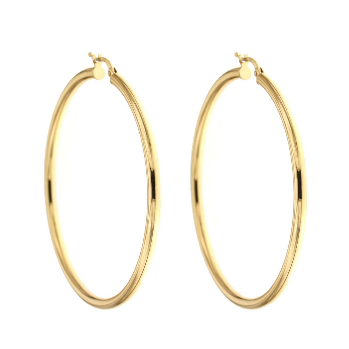 Orecchini a cerchio canna tonda 3mm oro giallo 18kt Ø 5cm