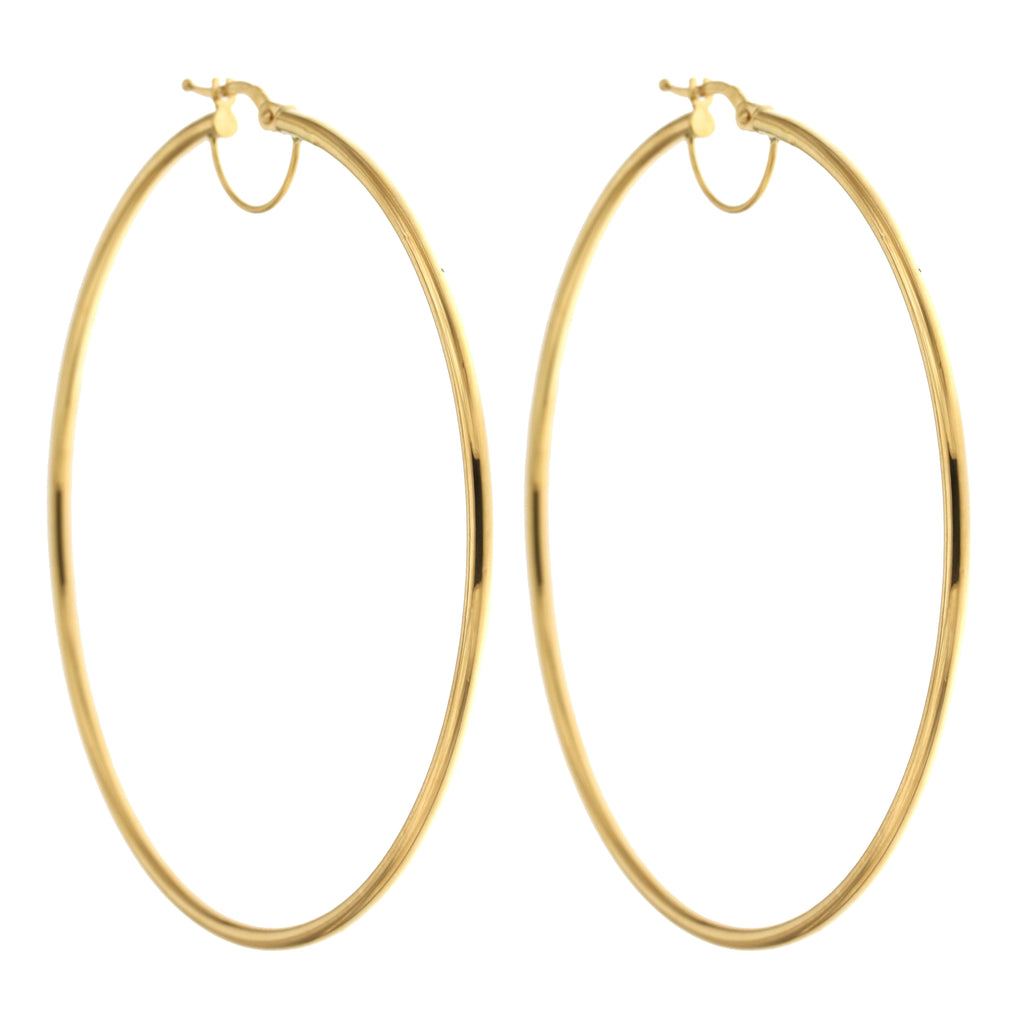 Orecchini a cerchio canna tonda 2mm oro giallo 18kt Ø 6cm