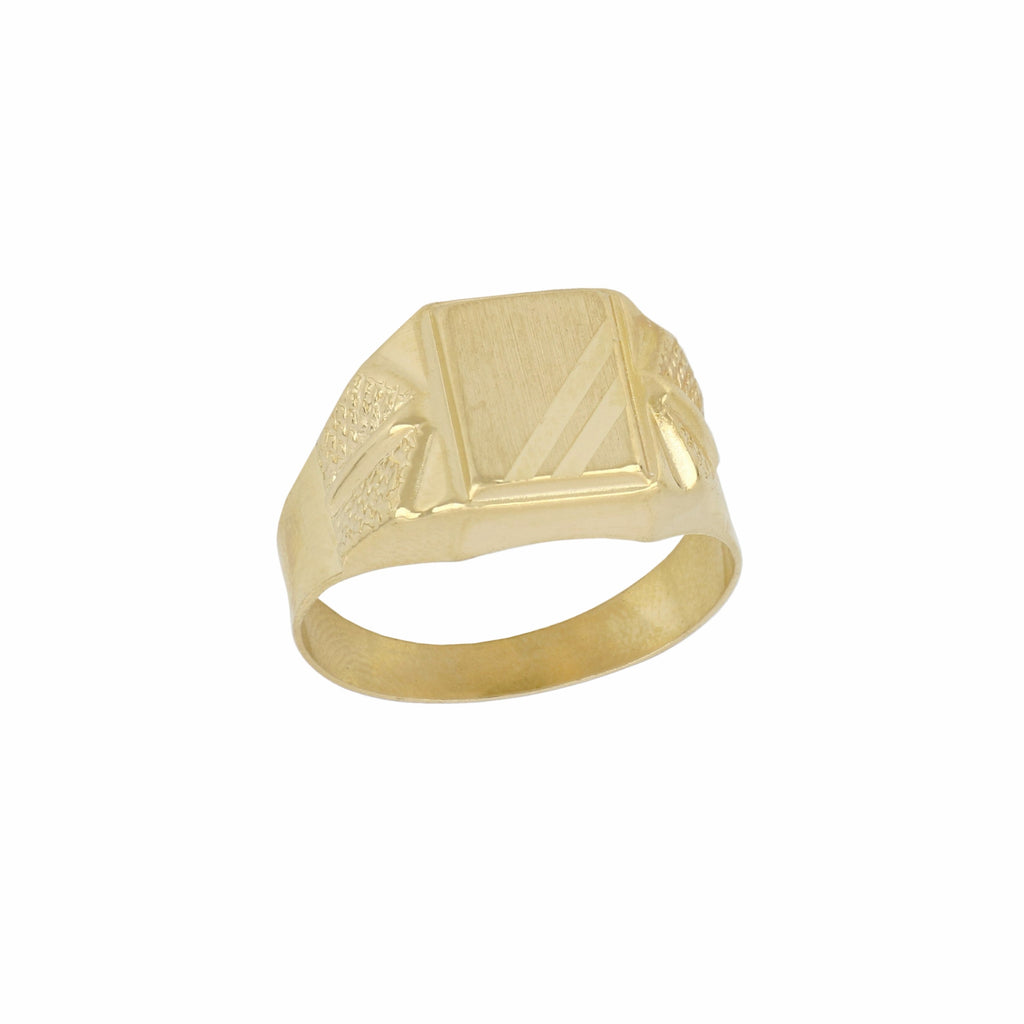Anello uomo a sigillo rettangolare con lati puntinati oro giallo 18kt