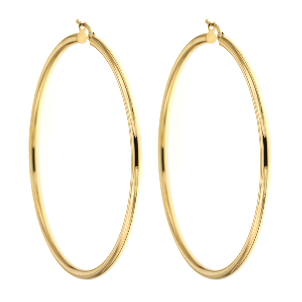 Orecchini a cerchio canna tonda 3mm oro giallo 18kt Ø 6cm