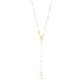 Rosario a Y con Madonna Miracolosa oro giallo 18kt grani 2mm 45cm