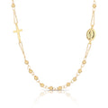 Girocollo rosario con Madonna Miracolosa oro giallo 18kt grani 2,5mm 45cm