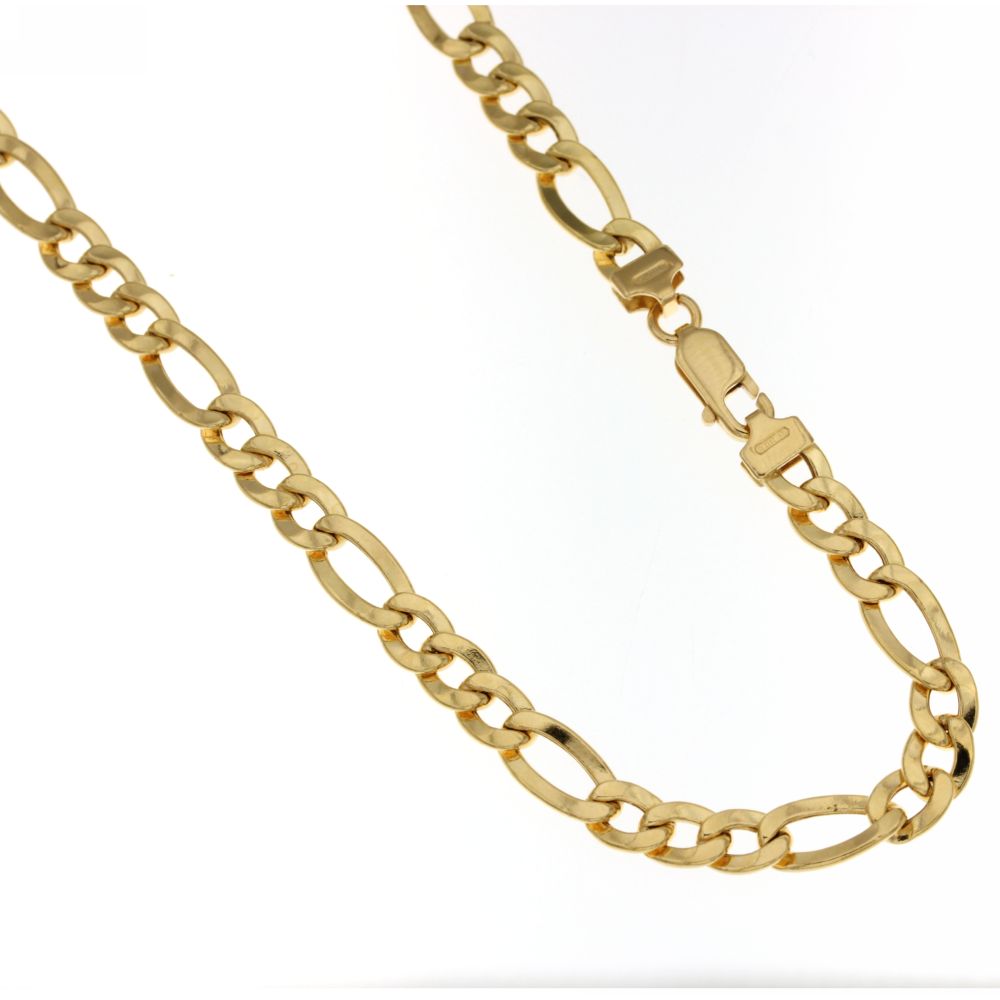 Catena figaro 3+1 vuota oro giallo 18kt 6mm 60cm