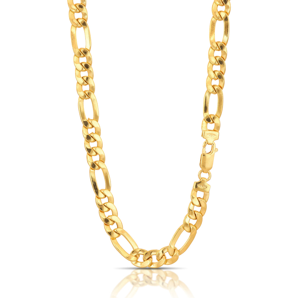 Catena figaro 3+1 vuota oro giallo 18kt 6,5mm
