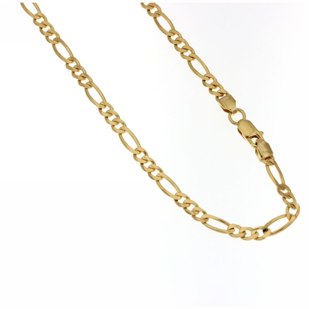 Catena figaro 3+1 piena oro giallo 18kt 4mm