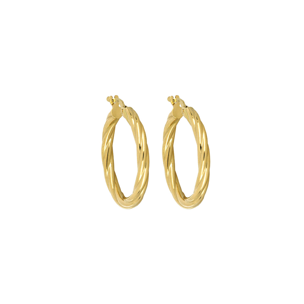 Orecchini a cerchio torchon lucidi oro giallo 18kt 3mm Ø 2cm