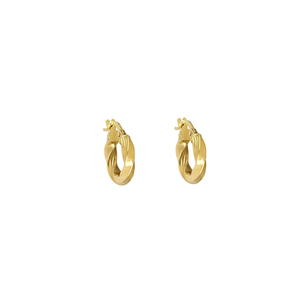 Orecchini a cerchio torchon rigati oro giallo 18kt 3mm Ø 0,8cm