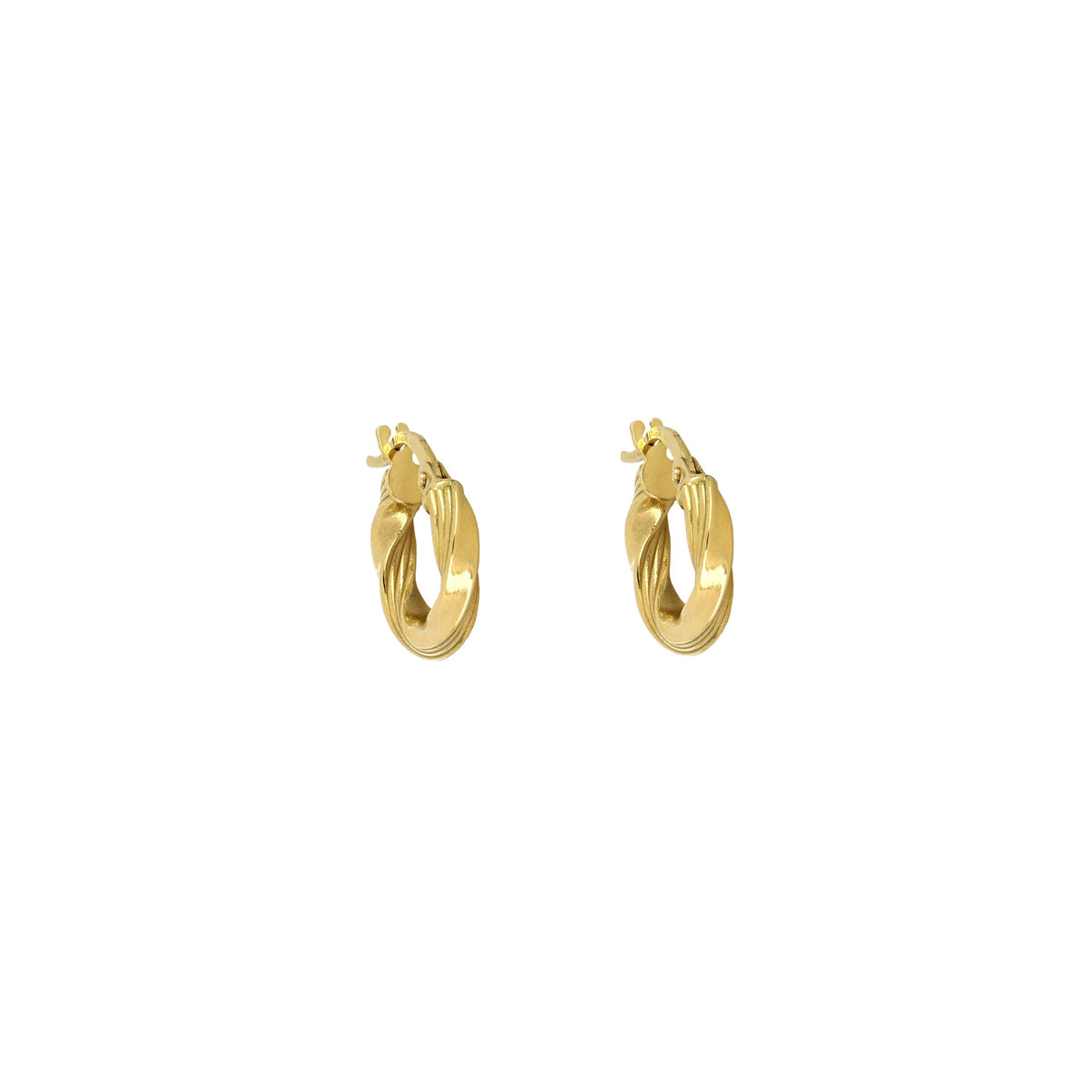 Orecchini a cerchio torchon rigati oro giallo 18kt 3mm Ø 0,8cm