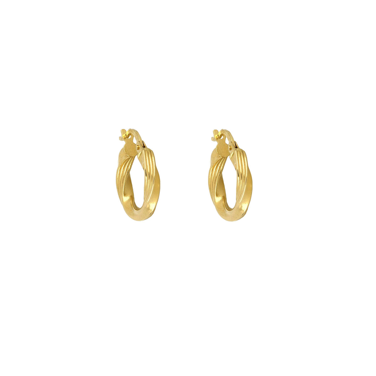 Orecchini a cerchio torchon rigati oro giallo 18kt 3mm Ø 1cm