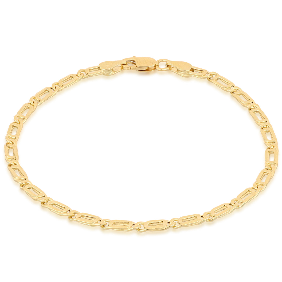 Pulsera ojo de perdiz hueca en oro amarillo 18k – 3 mm, 21 cm