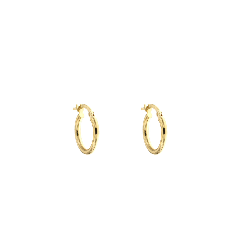 Orecchini a cerchio canna tonda 2mm oro giallo 18kt Ø 1cm