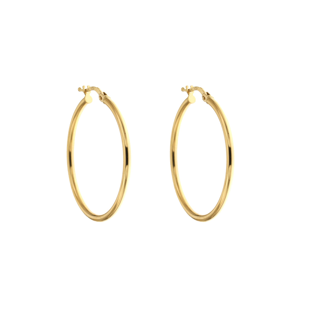 Orecchini a cerchio canna tonda 2mm oro giallo 18kt Ø 3cm