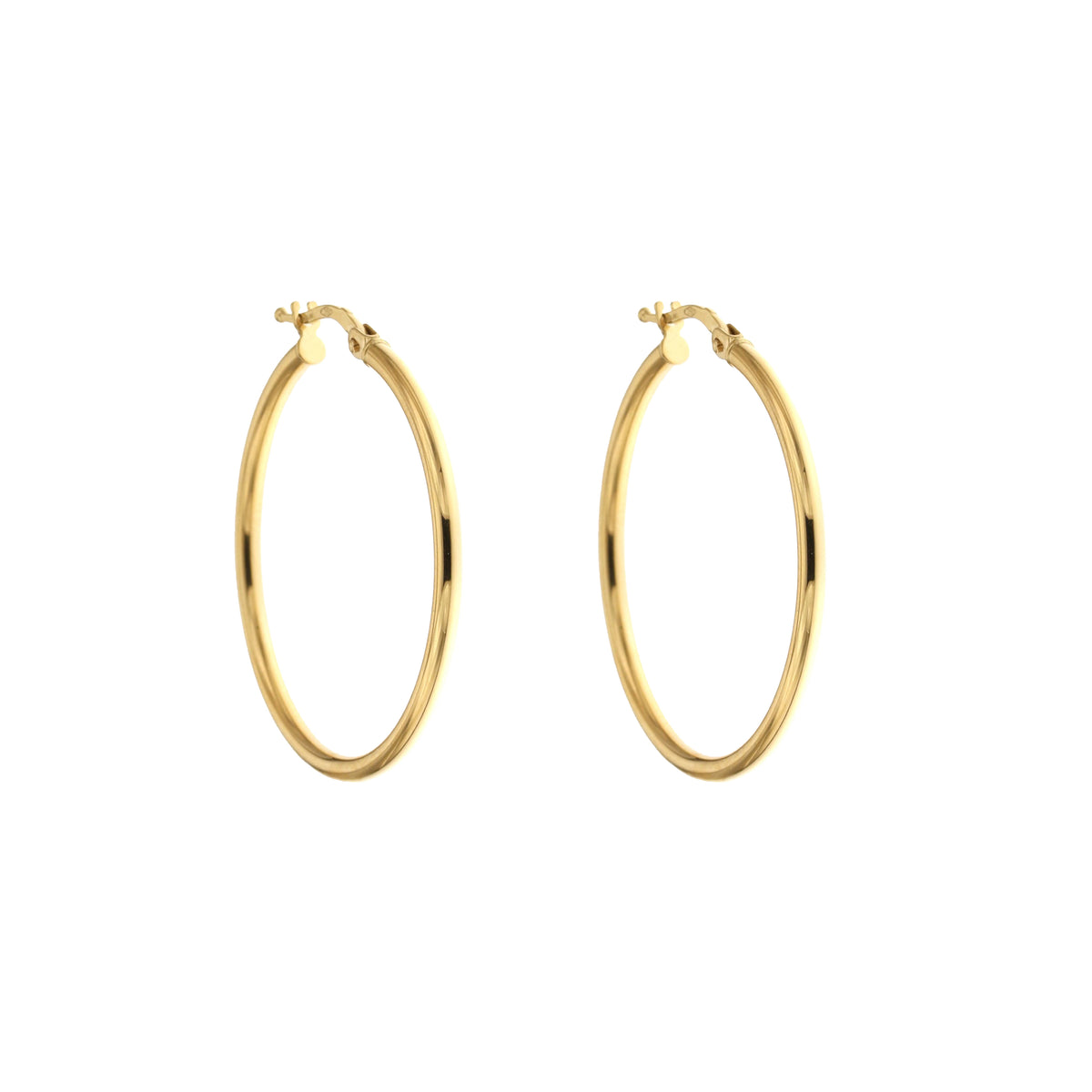 Orecchini a cerchio canna tonda 2mm oro giallo 18kt Ø 3cm