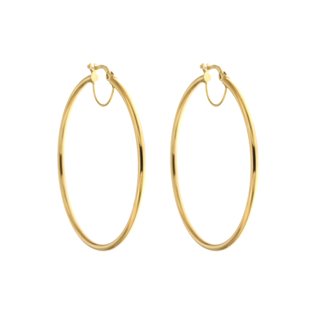 Orecchini a cerchio canna tonda 2mm oro giallo 18kt Ø 4cm