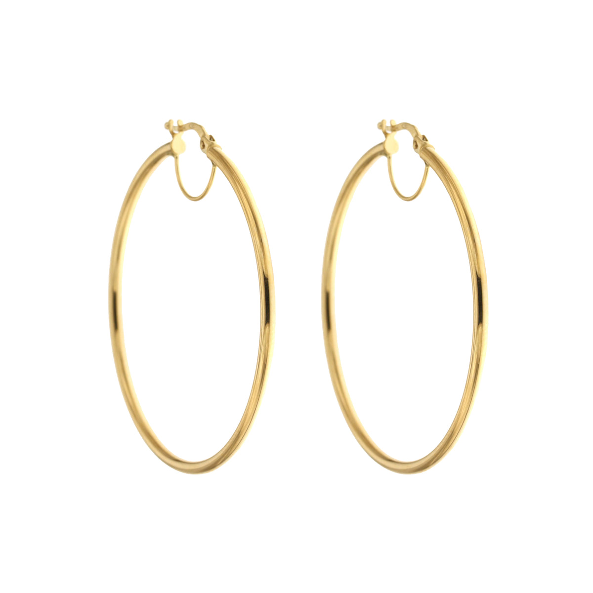 Orecchini a cerchio canna tonda 2mm oro giallo 18kt Ø 4cm