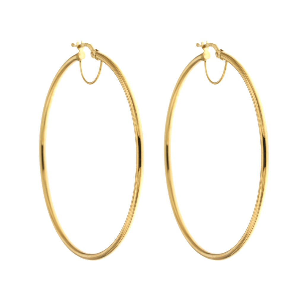 Orecchini a cerchio canna tonda 2mm oro giallo 18kt Ø 5cm