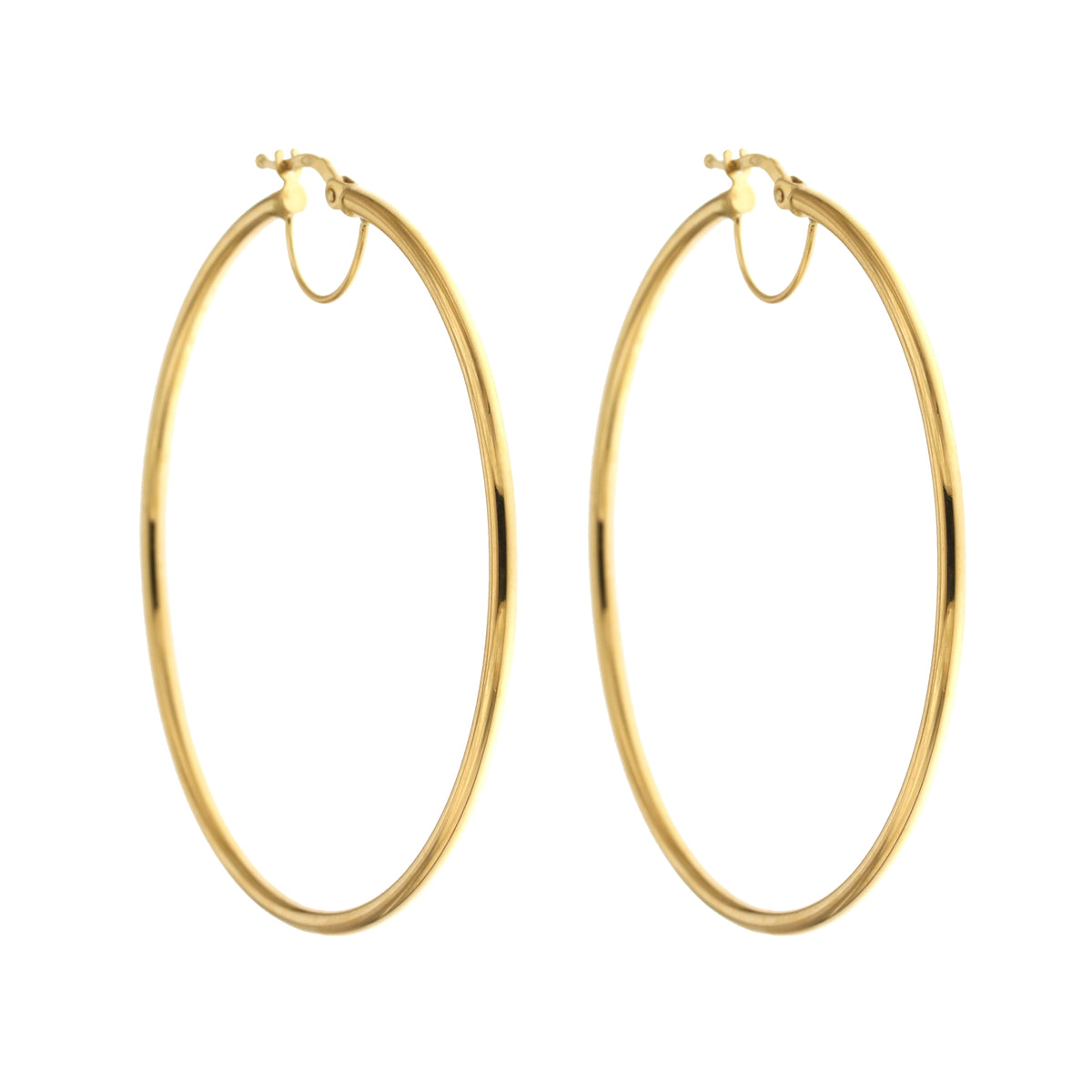 Orecchini a cerchio canna tonda 2mm oro giallo 18kt Ø 5cm
