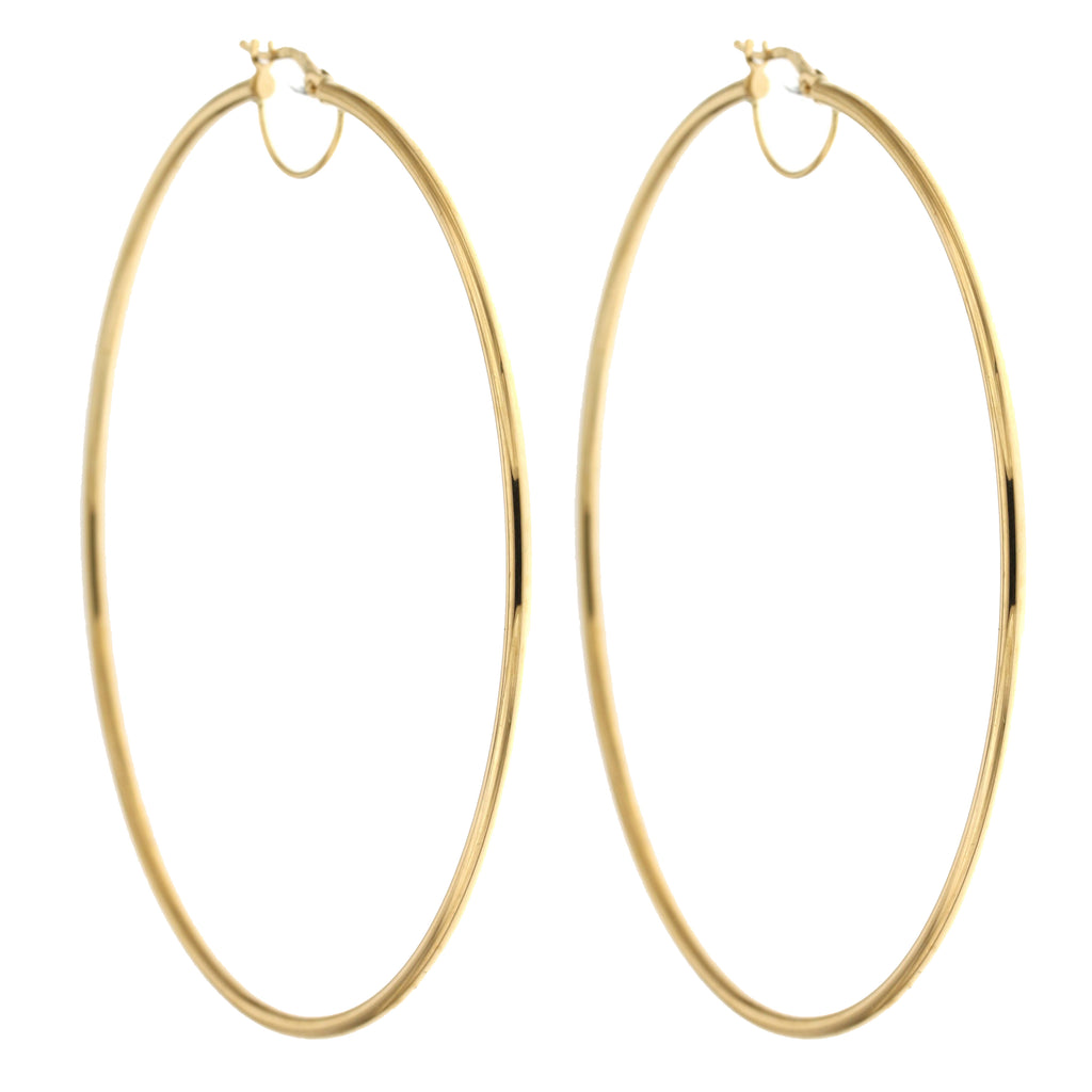 Orecchini a cerchio canna tonda 2mm oro giallo 18kt Ø 7cm