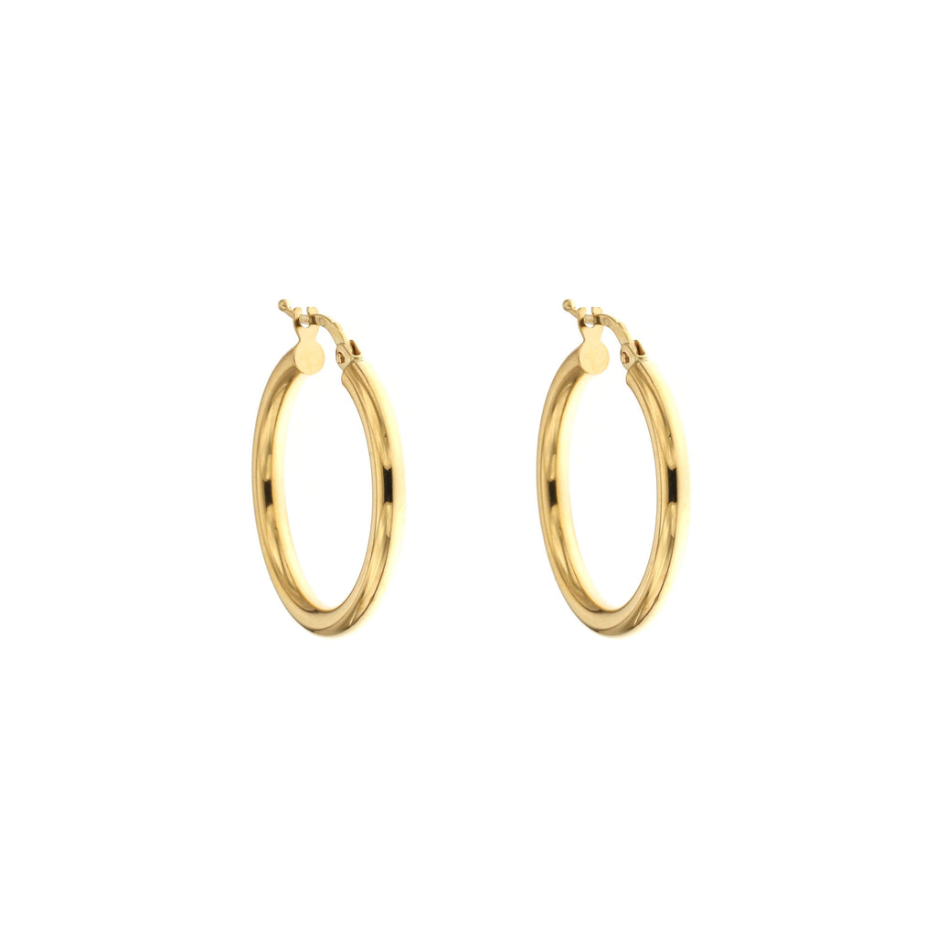 Orecchini a cerchio canna tonda 3mm oro giallo 18kt Ø 2cm