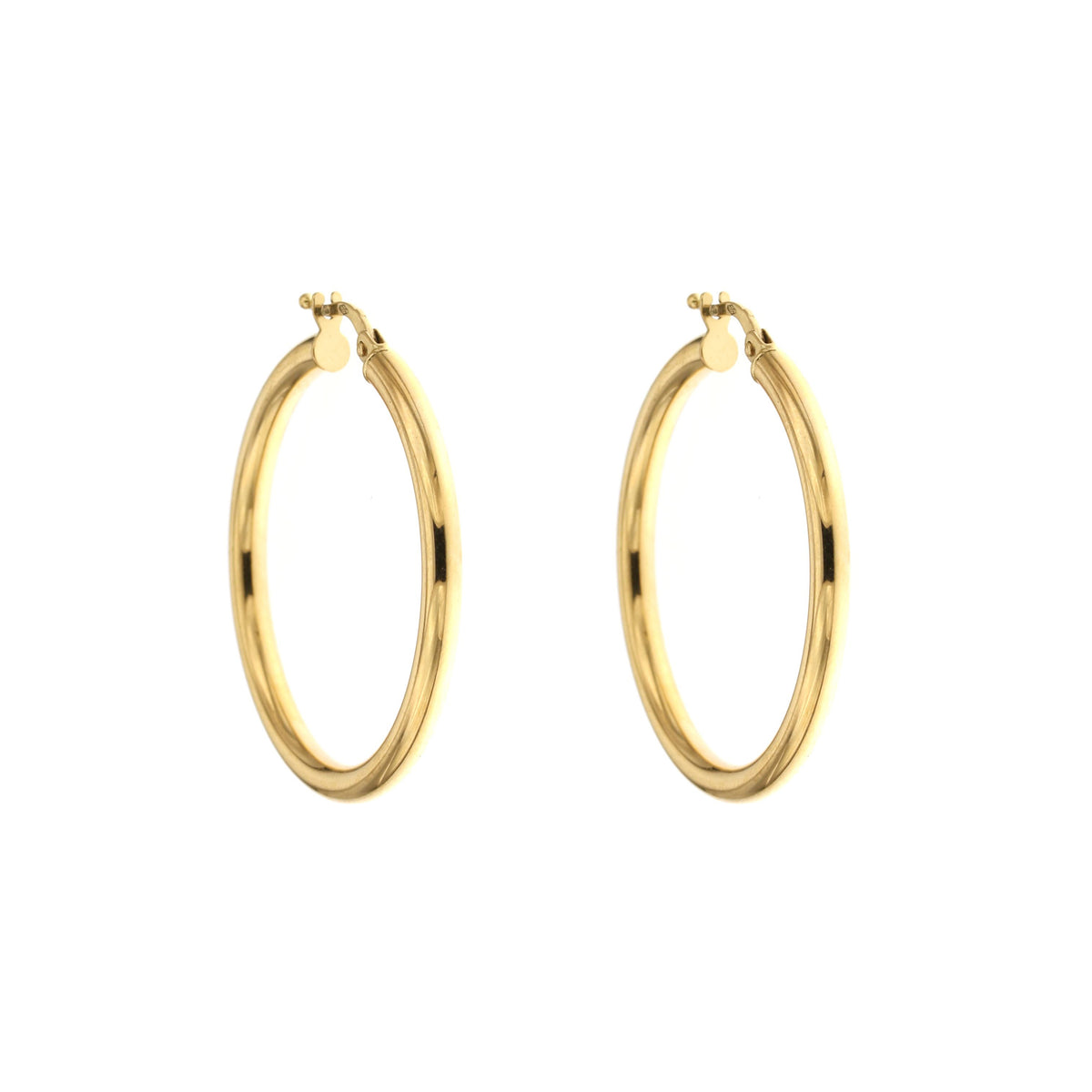 Orecchini a cerchio canna tonda 3mm oro giallo 18kt Ø 3cm