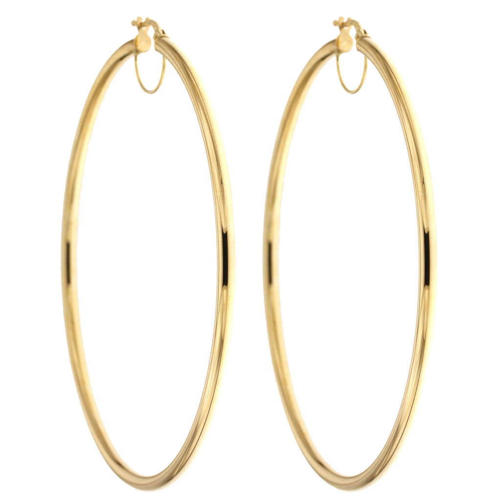 Orecchini a cerchio canna tonda 3mm oro giallo 18kt Ø 7cm