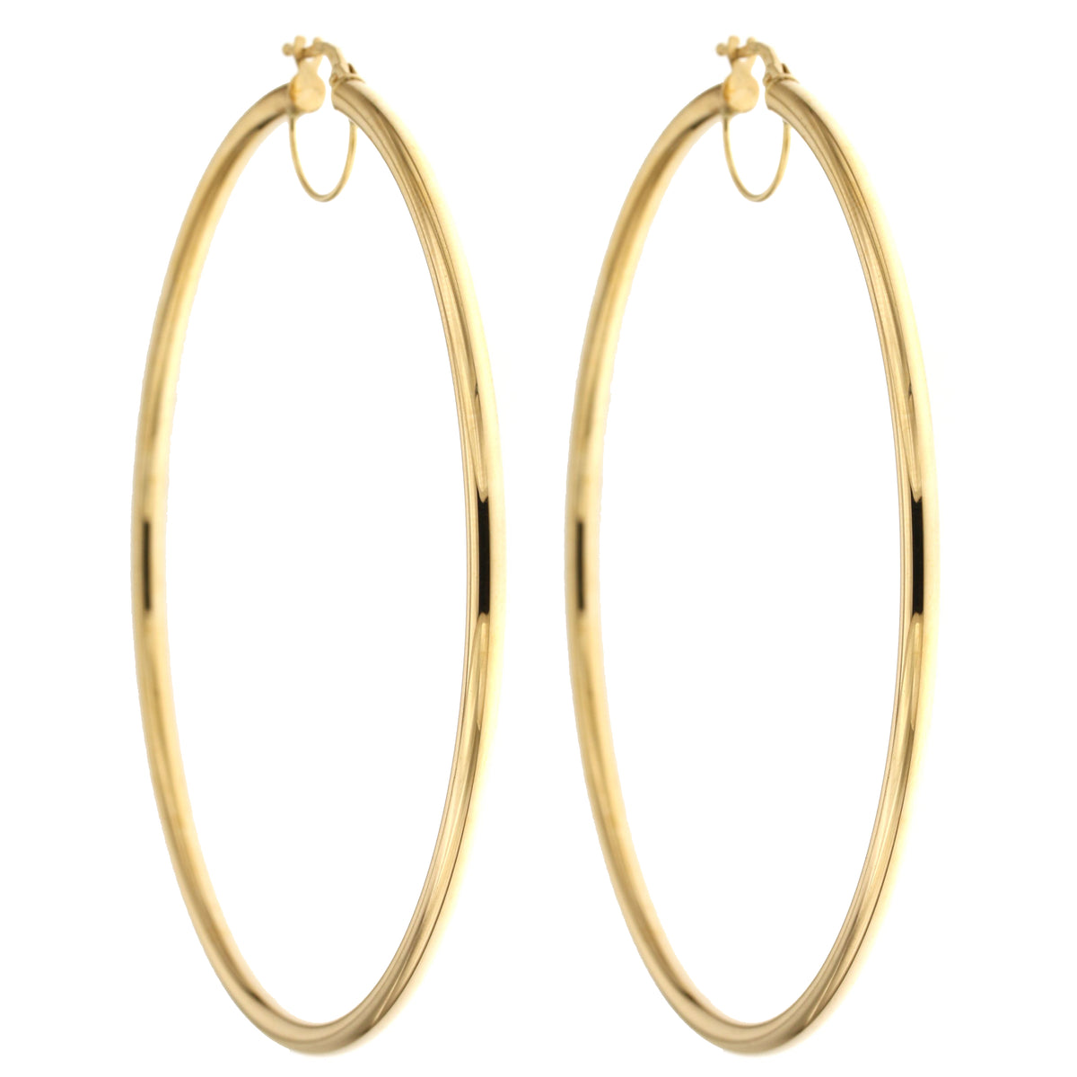 Orecchini a cerchio canna tonda 3mm oro giallo 18kt Ø 7cm