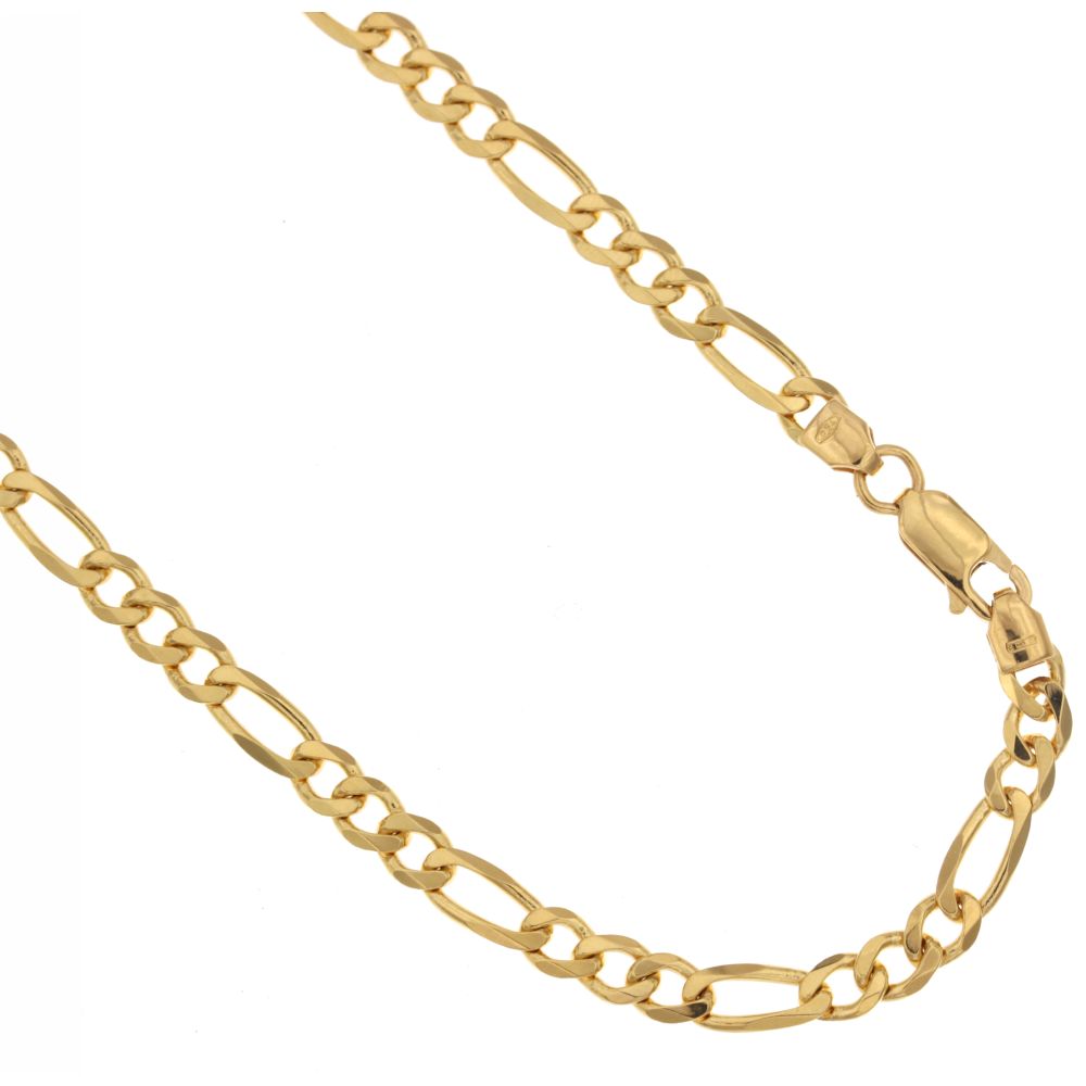 Catena figaro 3+1 piena oro giallo 18kt 5mm
