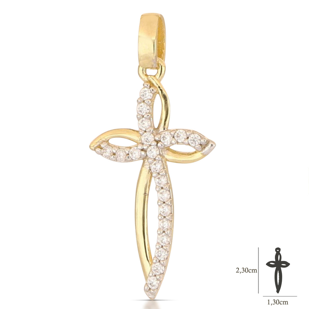 Two-tone cross with zircons