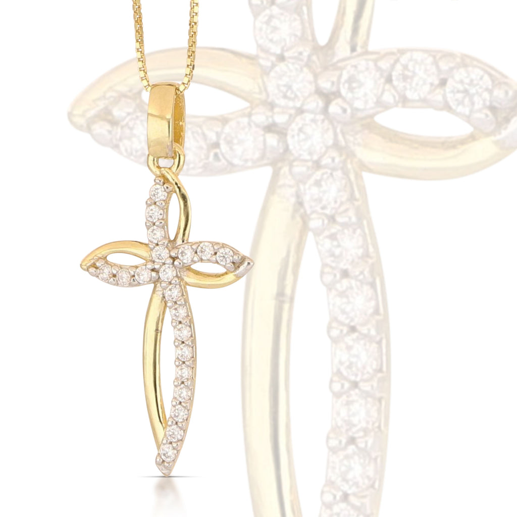 Two-tone cross with zircons