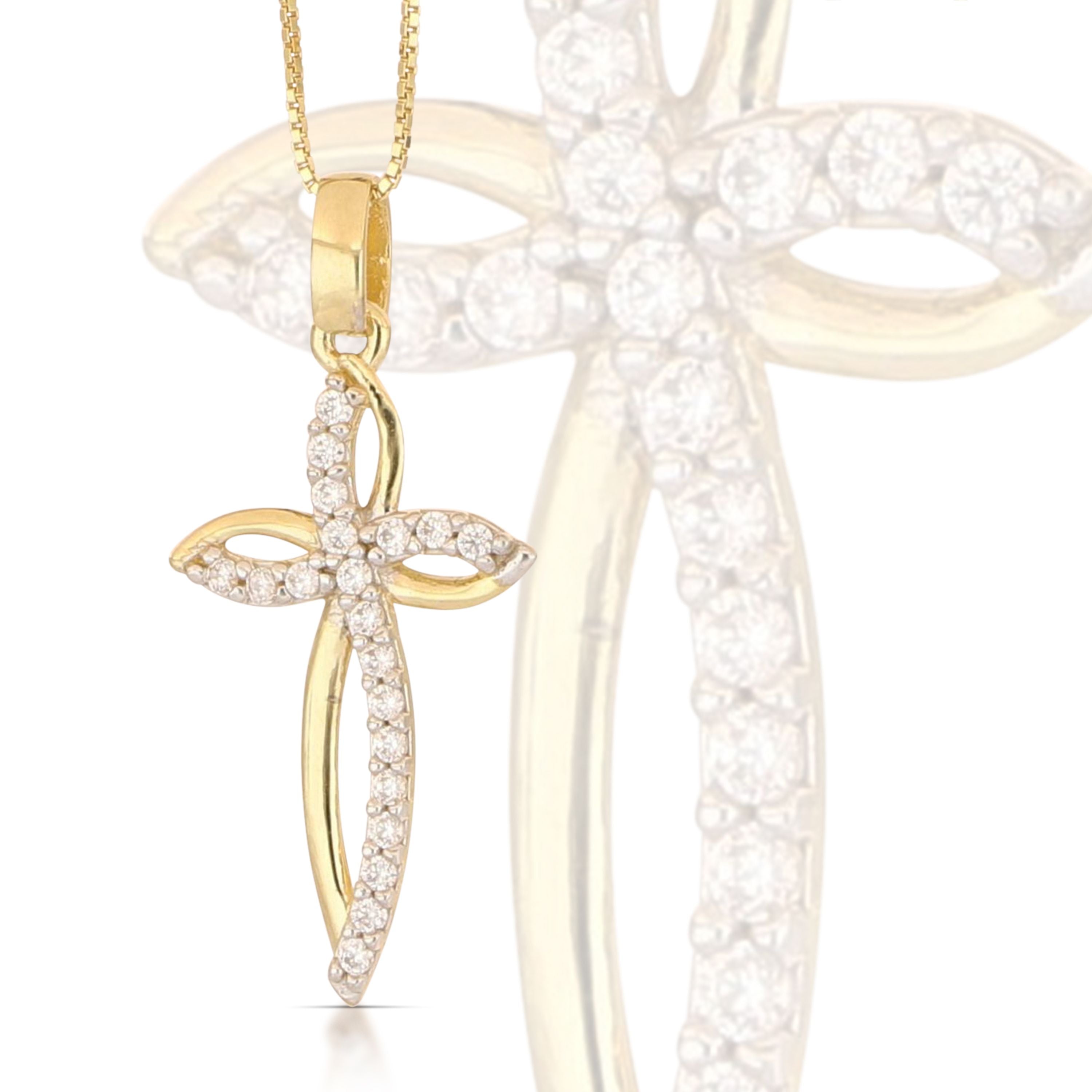 Two-tone cross with zircons
