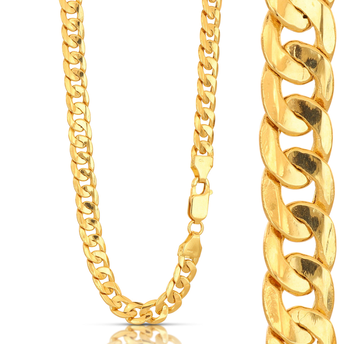 Catena grumetta piatta vuota oro giallo 18kt 7mm 60cm