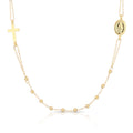 Girocollo rosario con Madonna Miracolosa oro giallo 18kt grani 2mm 45cm