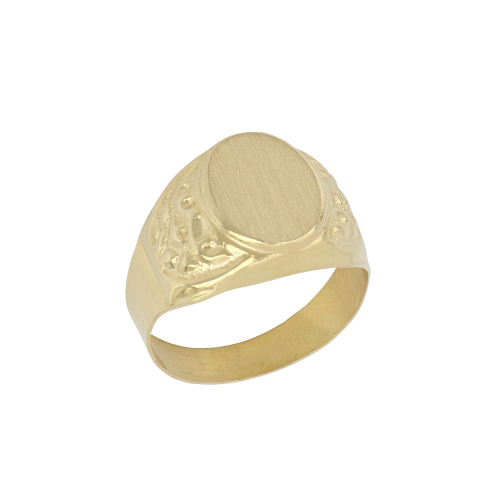 Anello uomo a sigillo ovale satinato oro giallo 18kt