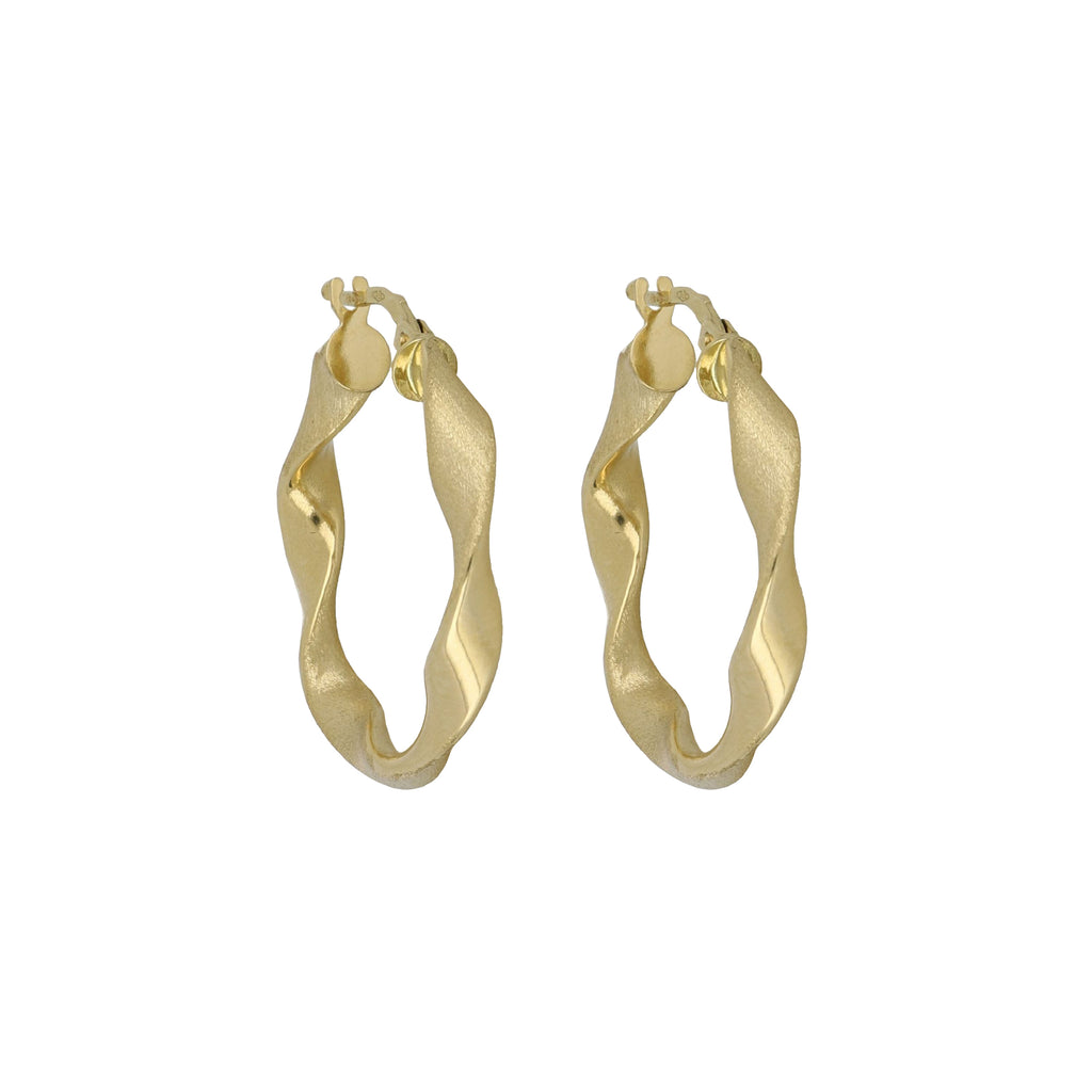 Orecchini a cerchio torchon lucidi e satinati oro giallo 18kt 4mm Ø 3cm