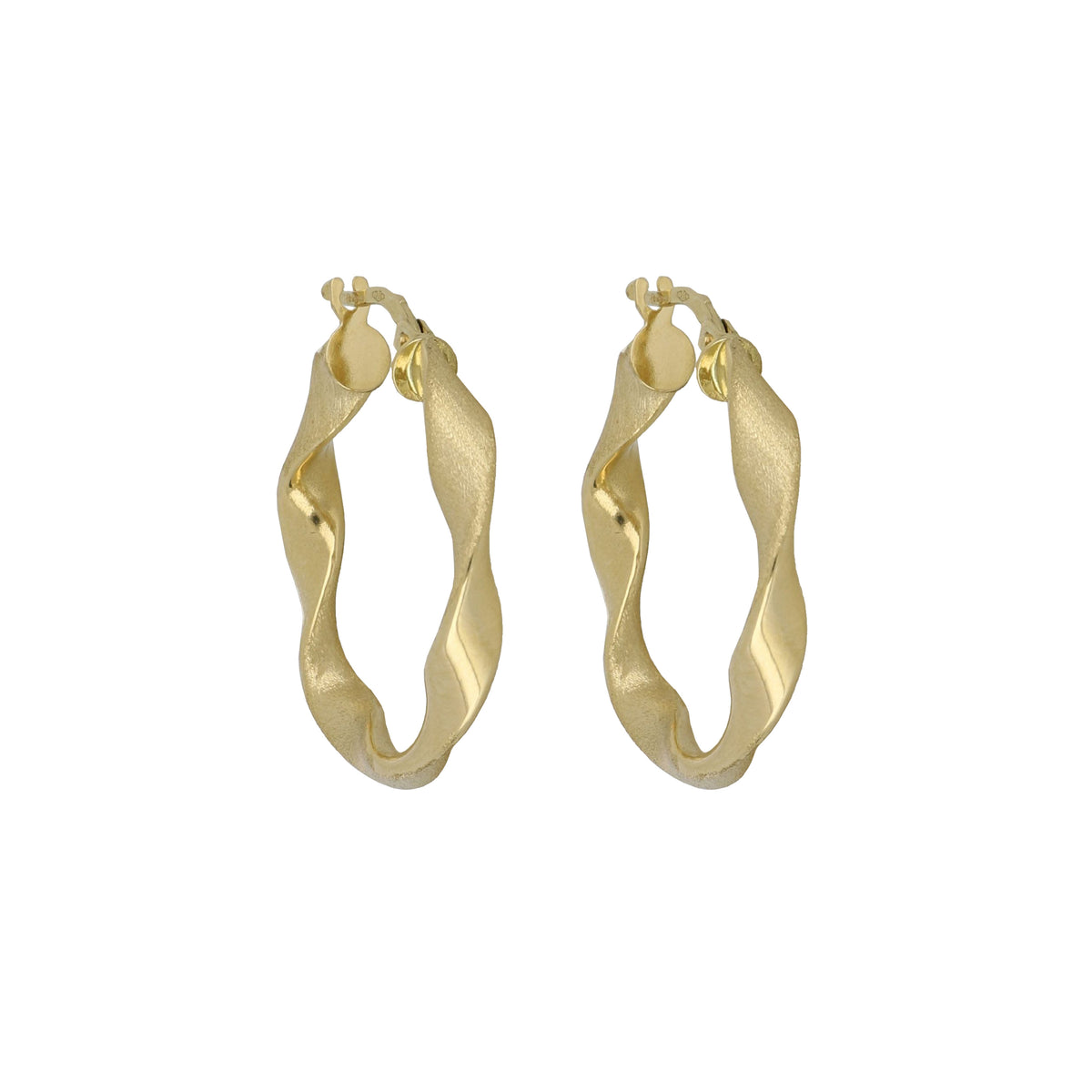 Orecchini a cerchio torchon lucidi e satinati oro giallo 18kt 4mm Ø 3cm