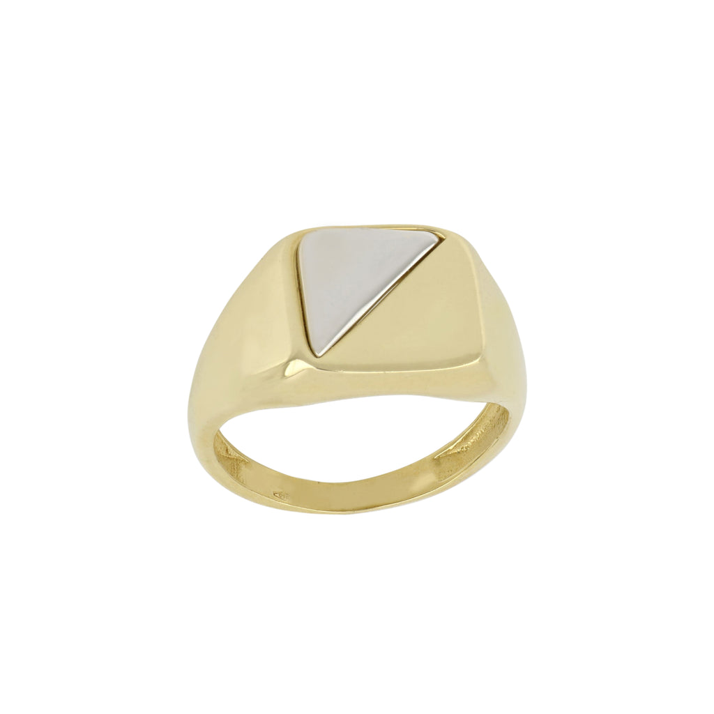 Anello uomo a sigillo quadrato oro giallo e bianco 18kt