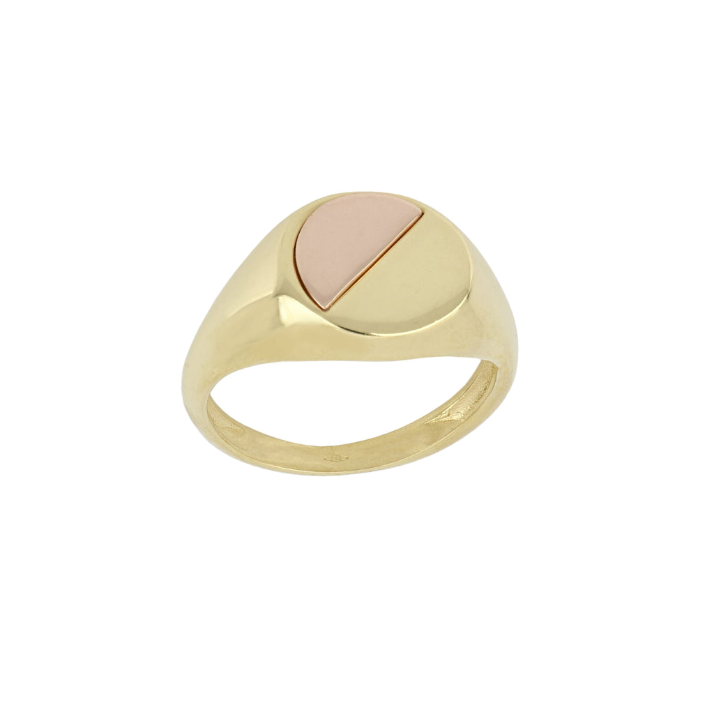 Anello uomo a sigillo tondo oro giallo e rosa 18kt