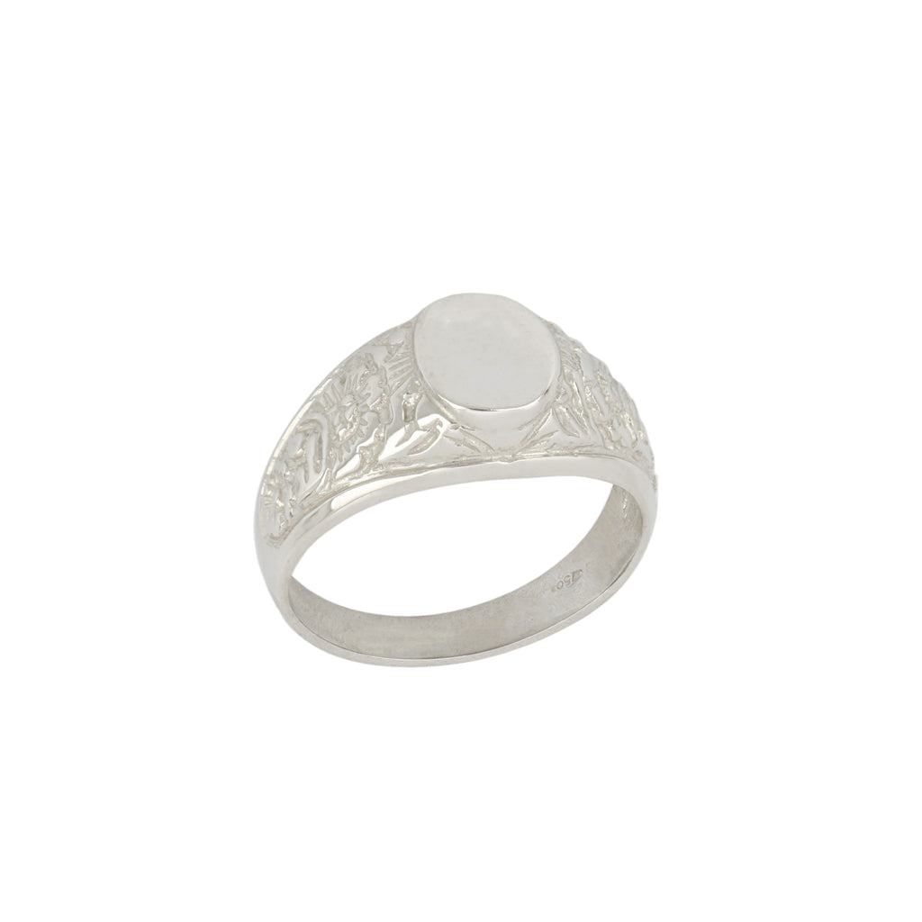 Anello uomo a sigillo ovale lucido oro bianco 18kt