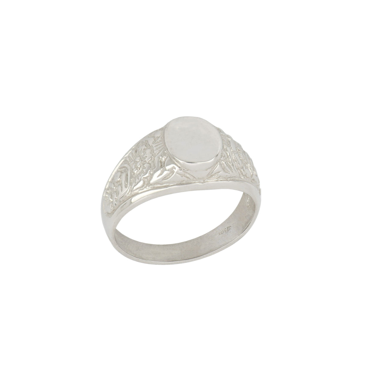 Anello uomo a sigillo ovale lucido oro bianco 18kt