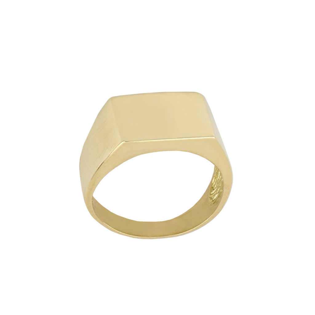 Anello uomo a sigillo rettangolare liscio oro giallo 18kt
