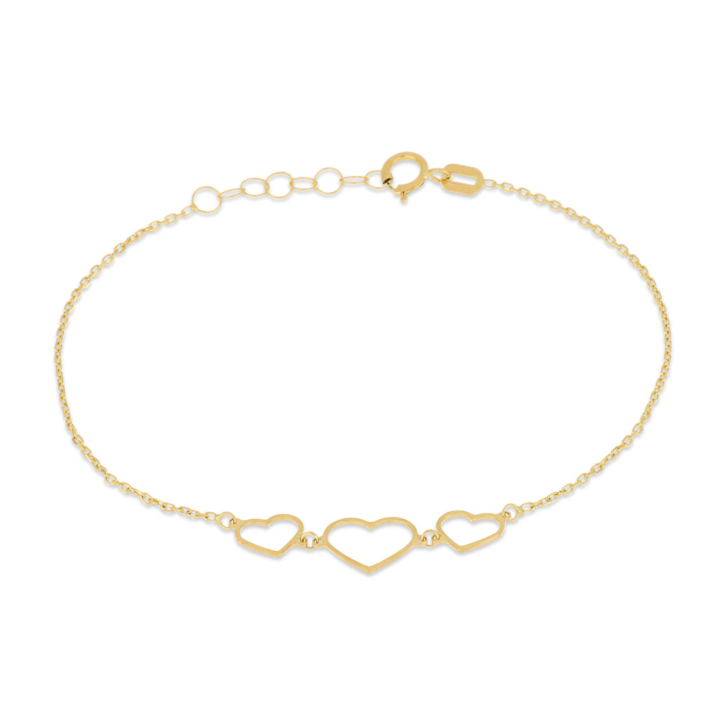 Bracciale 3 cuori traforati oro 18kt