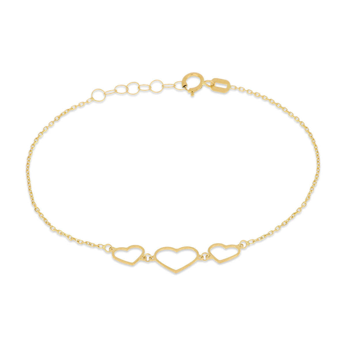 Bracciale 3 cuori traforati oro 18kt