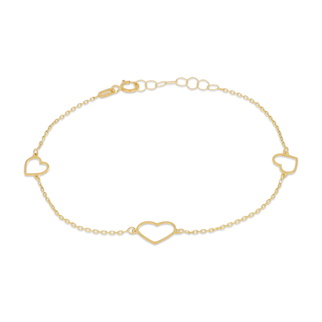 Bracciale 3 cuori traforati 16-18cm