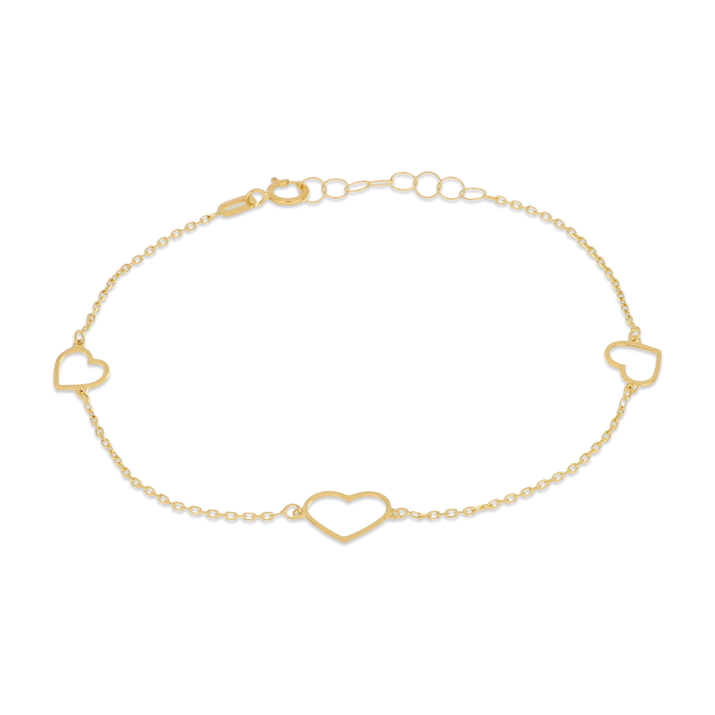 Bracciale 3 cuori traforati 16-18cm